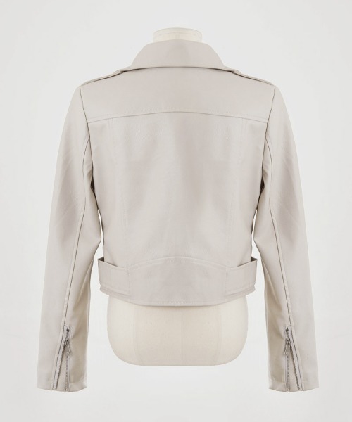 chuu(チュー)の「CHUU クロップライダースジャケット(ライダースジャケット・レディース・ブラック/クリーム・FREE)」の13枚目の写真