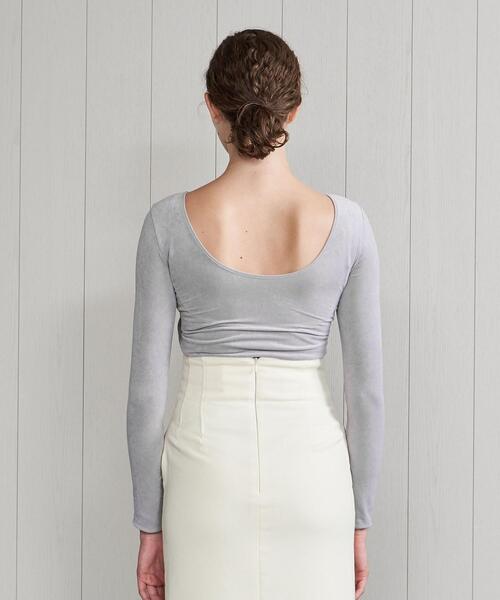 H　BEAUTY&YOUTH UNITED ARROWS（エイチビューティーアンドユースユナイテッドアローズ）の「＜H＞VELOR MOTIF LONG SLEEVE PULLOVER/カットソー◆（Tシャツ/カットソー・レディース・ブラック/ライトグレー・FREE）」の3枚目の写真