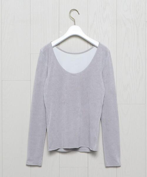 H　BEAUTY&YOUTH UNITED ARROWS（エイチビューティーアンドユースユナイテッドアローズ）の「＜H＞VELOR MOTIF LONG SLEEVE PULLOVER/カットソー◆（Tシャツ/カットソー・レディース・ブラック/ライトグレー・FREE）」の6枚目の写真