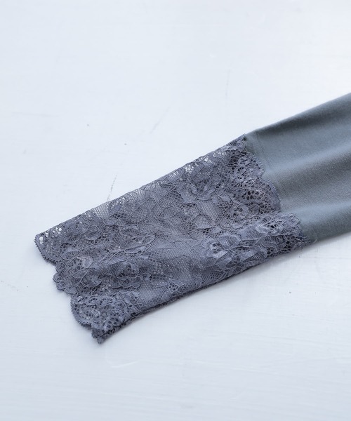 osharewalker（オシャレウォーカー）の「『ミリオンホットVネックレースロンT』（Tシャツ/カットソー・レディース・ブラック/ピンク/ダークグレー/アイボリー/グレイッシュブルー・L/LL/S/M）」の17枚目の写真