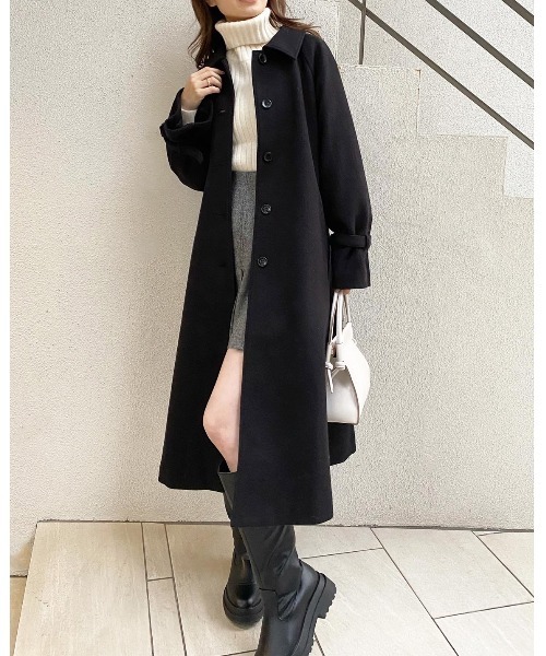 one after another NICE CLAUP（ワンアフターアナザーナイスクラップ）の「大人可愛いステンカラーオーバーロングコート（ステンカラーコート・レディース・ブラック/オフホワイト/ブラウン系その他/モカ・MEDIUM/LARGE）」の3枚目の写真