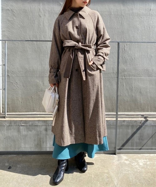 one after another NICE CLAUP（ワンアフターアナザーナイスクラップ）の「大人可愛いステンカラーオーバーロングコート（ステンカラーコート・レディース・ブラック/オフホワイト/ブラウン系その他/モカ・MEDIUM/LARGE）」の20枚目の写真