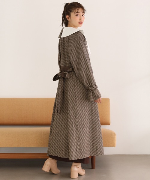 one after another NICE CLAUP（ワンアフターアナザーナイスクラップ）の「大人可愛いステンカラーオーバーロングコート（ステンカラーコート・レディース・ブラック/オフホワイト/ブラウン系その他/モカ・MEDIUM/LARGE）」の19枚目の写真