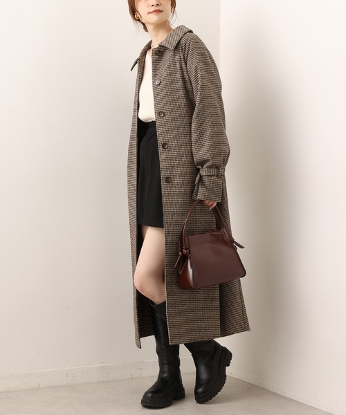 one after another NICE CLAUP（ワンアフターアナザーナイスクラップ）の「大人可愛いステンカラーオーバーロングコート（ステンカラーコート・レディース・ブラック/オフホワイト/ブラウン系その他/モカ・MEDIUM/LARGE）」の11枚目の写真