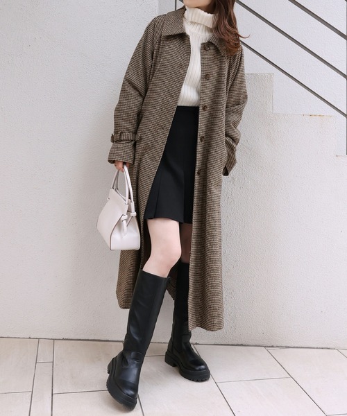 one after another NICE CLAUP（ワンアフターアナザーナイスクラップ）の「大人可愛いステンカラーオーバーロングコート（ステンカラーコート・レディース・ブラック/オフホワイト/ブラウン系その他/モカ・MEDIUM/LARGE）」の10枚目の写真