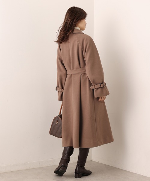 one after another NICE CLAUP（ワンアフターアナザーナイスクラップ）の「大人可愛いステンカラーオーバーロングコート（ステンカラーコート・レディース・ブラック/オフホワイト/ブラウン系その他/モカ・MEDIUM/LARGE）」の5枚目の写真