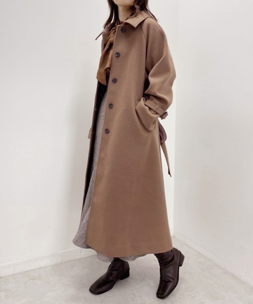 one after another NICE CLAUP（ワンアフターアナザーナイスクラップ）の「大人可愛いステンカラーオーバーロングコート（ステンカラーコート・レディース・ブラック/オフホワイト/ブラウン系その他/モカ・MEDIUM/LARGE）」の17枚目の写真