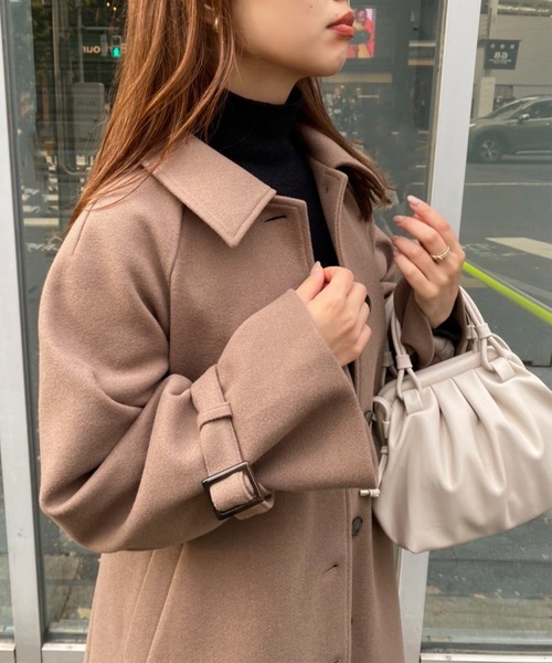 one after another NICE CLAUP（ワンアフターアナザーナイスクラップ）の「大人可愛いステンカラーオーバーロングコート（ステンカラーコート・レディース・ブラック/オフホワイト/ブラウン系その他/モカ・MEDIUM/LARGE）」の15枚目の写真