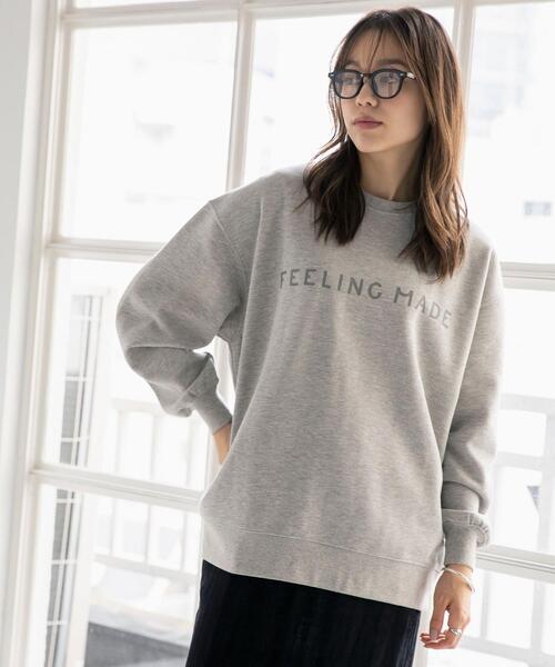 FEELING MADE（フィーリングメイド）の「FEELING MADE ウォームソフトスウェット ロゴプリント プルオーバー<UNISEX>（スウェット・レディース・ブラック/ブラウン/グレー・MEDIUM/LARGE）」の8枚目の写真