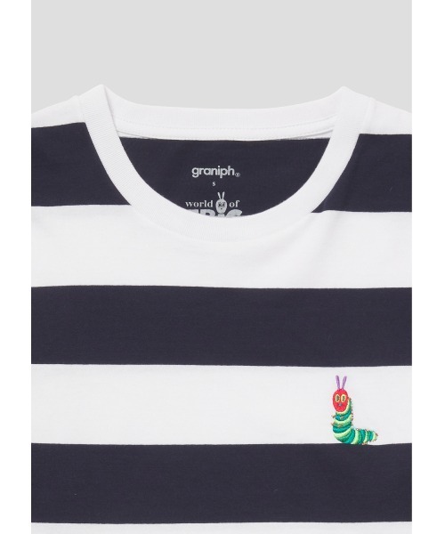 Design Tshirts Store graniph（デザイン　ティーシャツ　ストア　グラニフ）の「スタンド(エリック カール)｜コラボボーダー長袖Tシャツ（Tシャツ/カットソー・メンズ・ネイビー・X-SMALL/SMALL/MEDIUM/LARGE/X-LARGE）」の2枚目の写真
