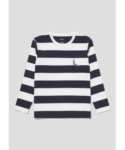 Design Tshirts Store graniph（デザイン　ティーシャツ　ストア　グラニフ）の「スタンド(エリック カール)｜コラボボーダー長袖Tシャツ（Tシャツ/カットソー・メンズ・ネイビー・X-SMALL/SMALL/MEDIUM/LARGE/X-LARGE）」の10枚目の写真