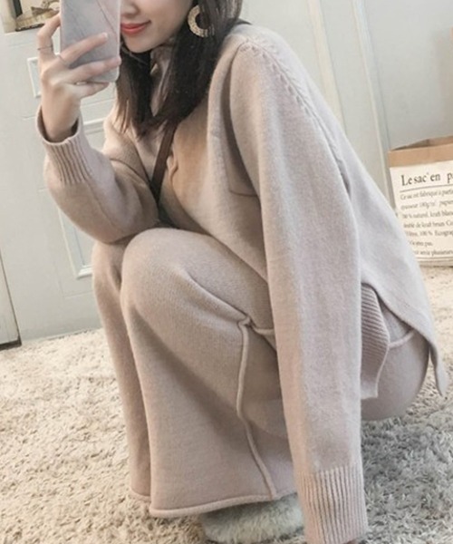 Doula Doula(ドゥーラドゥーラ)の「ニットセットアップ トップス+パンツ2点セット(セットアップ・レディース・ブラック/ベージュ/ブラウン・FREE)」の13枚目の写真