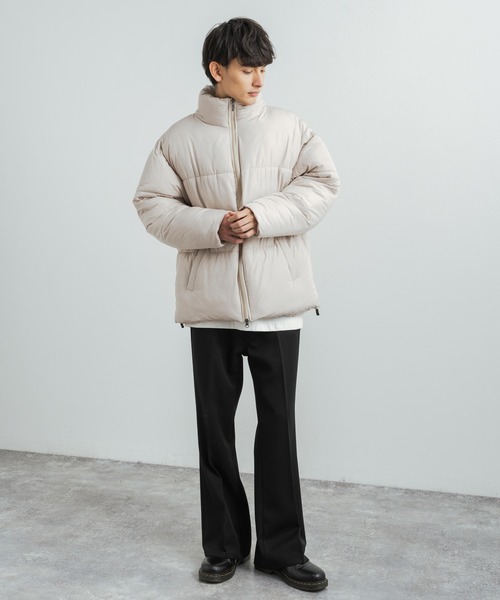 Rocky Monroe(ロッキーモンロー)の「オーバーサイズ ファイバーダウンジャケット 中綿ブルゾン(ダウンジャケット/コート・メンズ・ブラック/ベージュ/ブルーグレー/オフホワイト/チャコール/テラコッタ/グレー/カーキ/ネイビー・M/L/XL)」の12枚目の写真