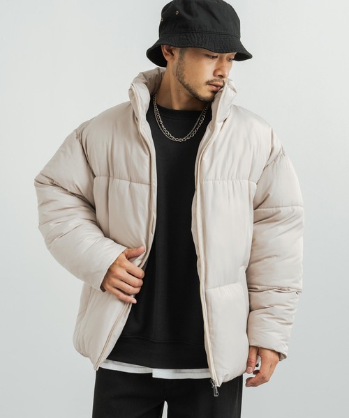 Rocky Monroe(ロッキーモンロー)の「オーバーサイズ ファイバーダウンジャケット 中綿ブルゾン(ダウンジャケット/コート・メンズ・ブラック/ベージュ/ブルーグレー/オフホワイト/チャコール/テラコッタ/グレー/カーキ/ネイビー・M/L/XL)」の17枚目の写真