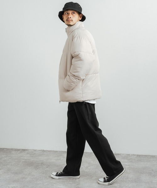 Rocky Monroe(ロッキーモンロー)の「オーバーサイズ ファイバーダウンジャケット 中綿ブルゾン(ダウンジャケット/コート・メンズ・ブラック/ベージュ/ブルーグレー/オフホワイト/チャコール/テラコッタ/グレー/カーキ/ネイビー・M/L/XL)」の18枚目の写真