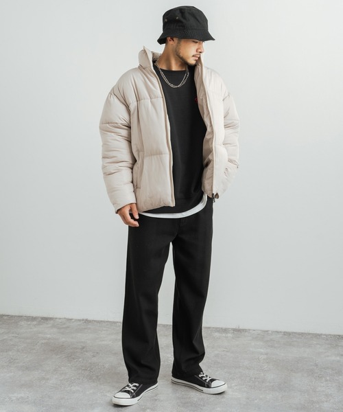 Rocky Monroe(ロッキーモンロー)の「オーバーサイズ ファイバーダウンジャケット 中綿ブルゾン(ダウンジャケット/コート・メンズ・ブラック/ベージュ/ブルーグレー/オフホワイト/チャコール/テラコッタ/グレー/カーキ/ネイビー・M/L/XL)」の19枚目の写真