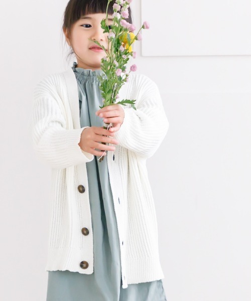 MAKE YOUR DAY（メイクユアデイ）の「スプリングニットカーディガン■80～140cm（カーディガン/ボレロ・キッズ・ラベンダー/ミント/オフホワイト・80/120/110/100/90/140/130）」の2枚目の写真
