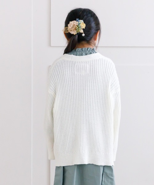 MAKE YOUR DAY（メイクユアデイ）の「スプリングニットカーディガン■80～140cm（カーディガン/ボレロ・キッズ・ラベンダー/ミント/オフホワイト・80/120/110/100/90/140/130）」の4枚目の写真