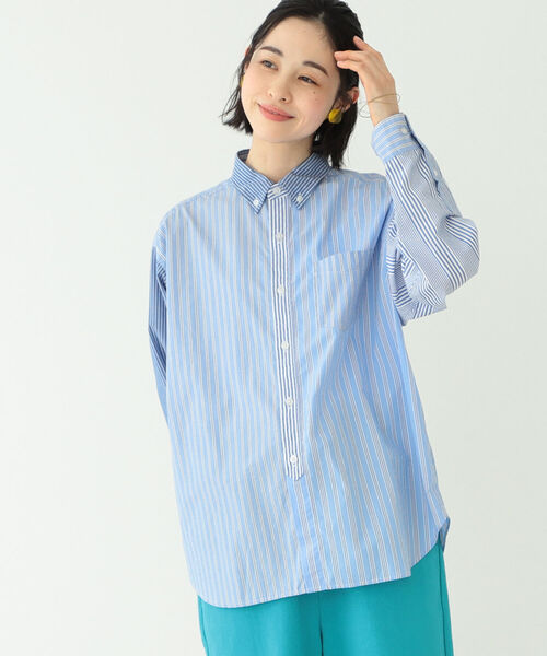 BEAMS BOY(ビームスボーイ)の「BEAMS BOY / コットンローン クレイジー ボタンダウン ロングスリーブシャツ(シャツ/ブラウス・レディース・ブルー/その他・ONE SIZE)」の2枚目の写真
