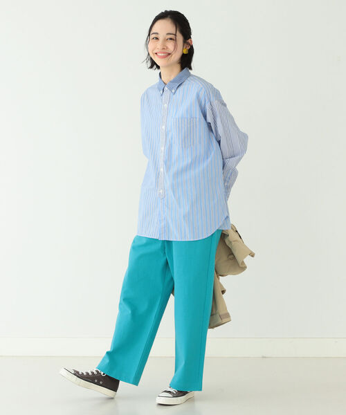 BEAMS BOY(ビームスボーイ)の「BEAMS BOY / コットンローン クレイジー ボタンダウン ロングスリーブシャツ(シャツ/ブラウス・レディース・ブルー/その他・ONE SIZE)」の4枚目の写真