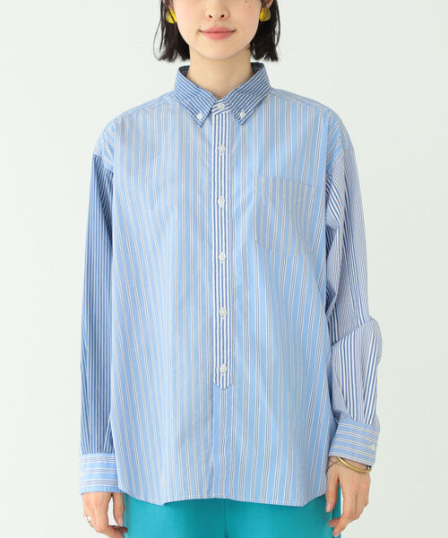 BEAMS BOY(ビームスボーイ)の「BEAMS BOY / コットンローン クレイジー ボタンダウン ロングスリーブシャツ(シャツ/ブラウス・レディース・ブルー/その他・ONE SIZE)」の5枚目の写真