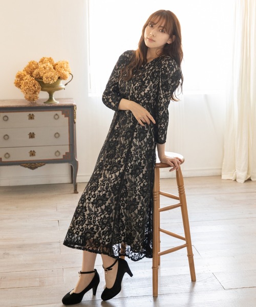 MISCH MASCH(ミッシュマッシュ)の「レースワンピース【2022SS】(ワンピース・レディース・ブラック/ベージュ/ラベンダー・MEDIUM)」の2枚目の写真