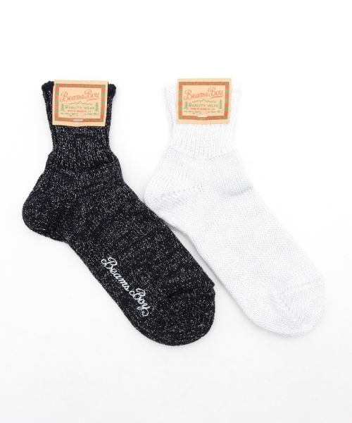BEAMS BOY（ビームスボーイ）の「BEAMS BOY / ラメ リブ 3/4 ソックス（ソックス/靴下・レディース・ホワイト/ネイビー・ONE SIZE）」の9枚目の写真