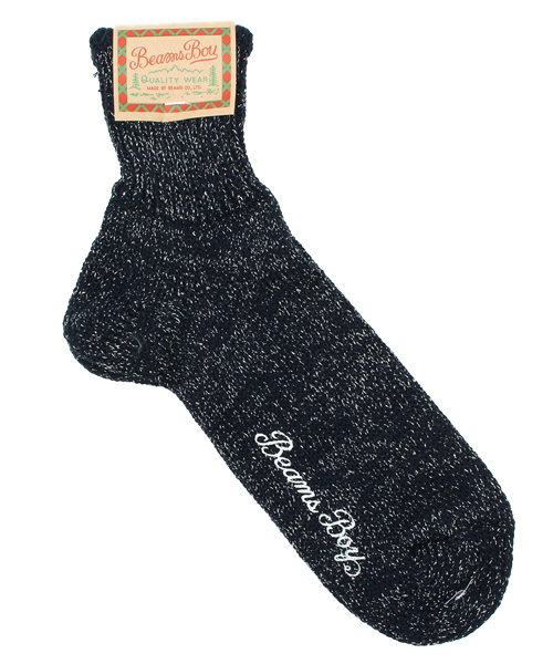 BEAMS BOY（ビームスボーイ）の「BEAMS BOY / ラメ リブ 3/4 ソックス（ソックス/靴下・レディース・ホワイト/ネイビー・ONE SIZE）」の2枚目の写真