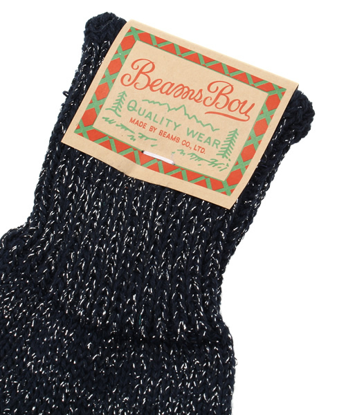 BEAMS BOY（ビームスボーイ）の「BEAMS BOY / ラメ リブ 3/4 ソックス（ソックス/靴下・レディース・ホワイト/ネイビー・ONE SIZE）」の3枚目の写真