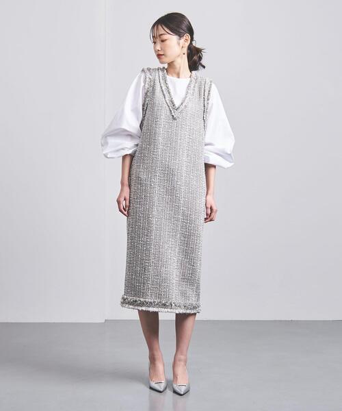 定価7万　ユナイテッドアローズ　CHAUMES ツイード ワンピース グレー UNITED ARROWS（ユナイテッドアローズ）の「＜UNITED ARROWS＞CHAUMES