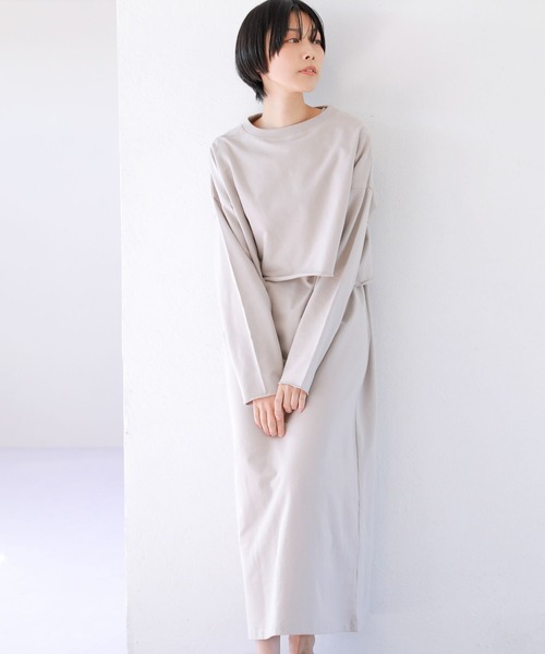 LAKOLE（ラコレ）の「[2点SET]ミニテリーレイヤードワンピース / 264594（ワンピース・レディース・ブラック/ベージュ/グレー・SMALL/MEDIUM）」の3枚目の写真