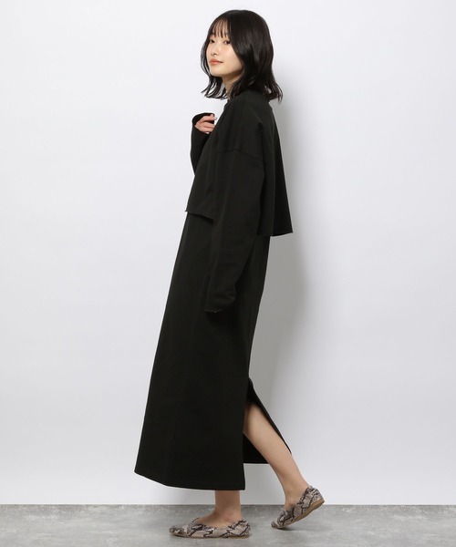 LAKOLE（ラコレ）の「[2点SET]ミニテリーレイヤードワンピース / 264594（ワンピース・レディース・ブラック/ベージュ/グレー・SMALL/MEDIUM）」の2枚目の写真