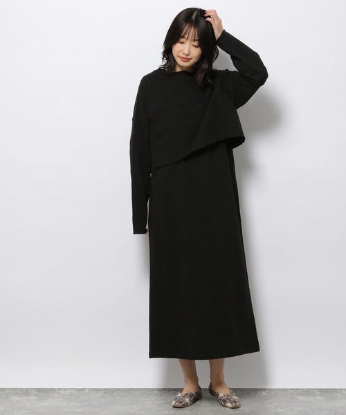 LAKOLE（ラコレ）の「[2点SET]ミニテリーレイヤードワンピース / 264594（ワンピース・レディース・ブラック/ベージュ/グレー・SMALL/MEDIUM）」の4枚目の写真