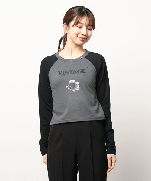 bonjour records（ボンジュールレコーズ）の「【MOSAIC SOCIETY】Vintage flower tee w/ studs（Tシャツ/カットソー・レディース・ブラック・FREE）」の8枚目の写真