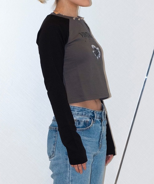 bonjour records（ボンジュールレコーズ）の「【MOSAIC SOCIETY】Vintage flower tee w/ studs（Tシャツ/カットソー・レディース・ブラック・FREE）」の10枚目の写真