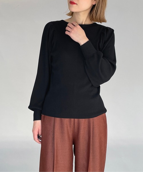 PICCIN（ピッチン）の「ボリュームスリーブ2WAYニット（ニット/セーター・レディース・ブラック/オフホワイト/ブルー/ライトグリーン・M）」の18枚目の写真