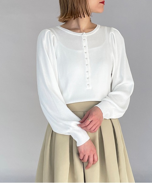 PICCIN（ピッチン）の「ボリュームスリーブ2WAYニット（ニット/セーター・レディース・ブラック/オフホワイト/ブルー/ライトグリーン・M）」の19枚目の写真