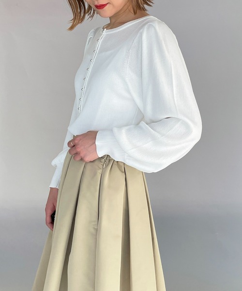 PICCIN（ピッチン）の「ボリュームスリーブ2WAYニット（ニット/セーター・レディース・ブラック/オフホワイト/ブルー/ライトグリーン・M）」の13枚目の写真