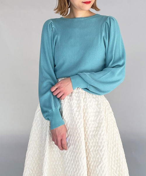 PICCIN（ピッチン）の「ボリュームスリーブ2WAYニット（ニット/セーター・レディース・ブラック/オフホワイト/ブルー/ライトグリーン・M）」の8枚目の写真