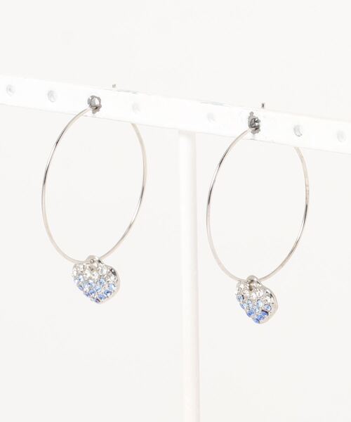 STYLEBLOCK（スタイルブロック）の「グラデーションパヴェハートフープピアス（ピアス（両耳用）・レディース・ピンク/ブルー/クリア・FREE）」の2枚目の写真
