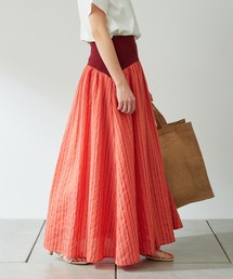 COLLAGE GALLARDAGALANTE | マルチカラーストライプ切替フレアスカート/手洗い可(スカート)