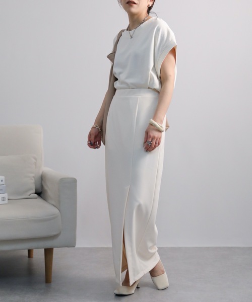 ap retro（アプレトロ）の「スリットポンチタイトスカート　ハイウエスト（スカート・レディース・グレイッシュベージュ/アイボリー/ブラック・FREE）」の11枚目の写真