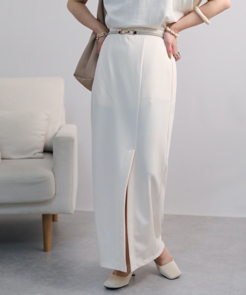 ap retro（アプレトロ）の「スリットポンチタイトスカート　ハイウエスト（スカート・レディース・グレイッシュベージュ/アイボリー/ブラック・FREE）」の4枚目の写真