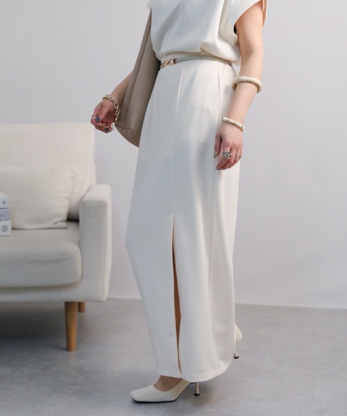 ap retro（アプレトロ）の「スリットポンチタイトスカート　ハイウエスト（スカート・レディース・グレイッシュベージュ/アイボリー/ブラック・FREE）」の8枚目の写真