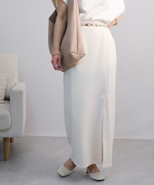 ap retro（アプレトロ）の「スリットポンチタイトスカート　ハイウエスト（スカート・レディース・グレイッシュベージュ/アイボリー/ブラック・FREE）」の5枚目の写真