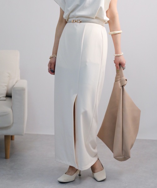 ap retro（アプレトロ）の「スリットポンチタイトスカート　ハイウエスト（スカート・レディース・グレイッシュベージュ/アイボリー/ブラック・FREE）」の6枚目の写真