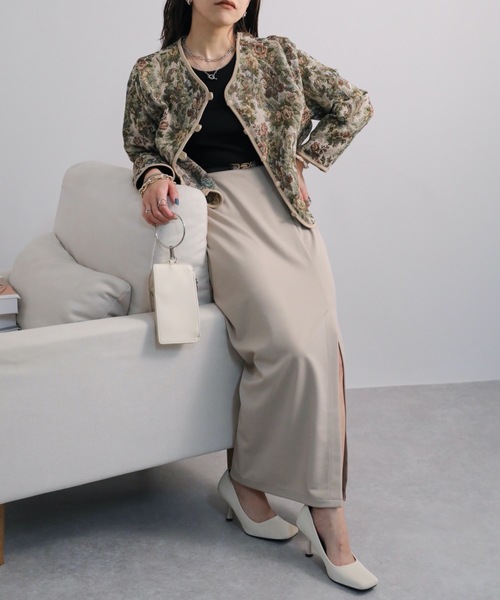 ap retro（アプレトロ）の「スリットポンチタイトスカート　ハイウエスト（スカート・レディース・グレイッシュベージュ/アイボリー/ブラック・FREE）」の17枚目の写真