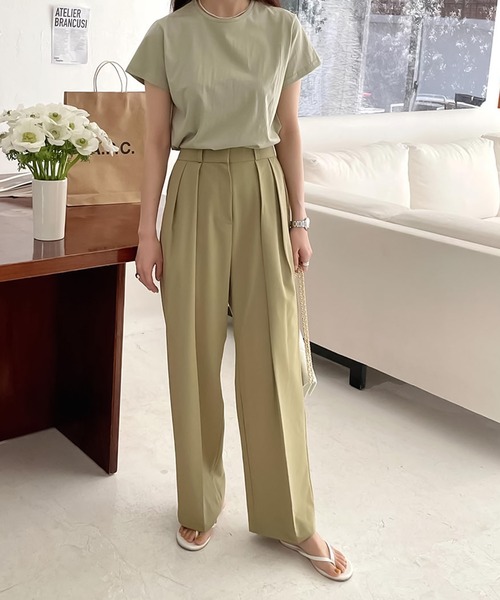Doula Doula(ドゥーラドゥーラ)の「ハイウエスタックセンタープレスパンツ(その他パンツ・レディース・ブルー/ベージュ/グリーン・M/L)」の6枚目の写真