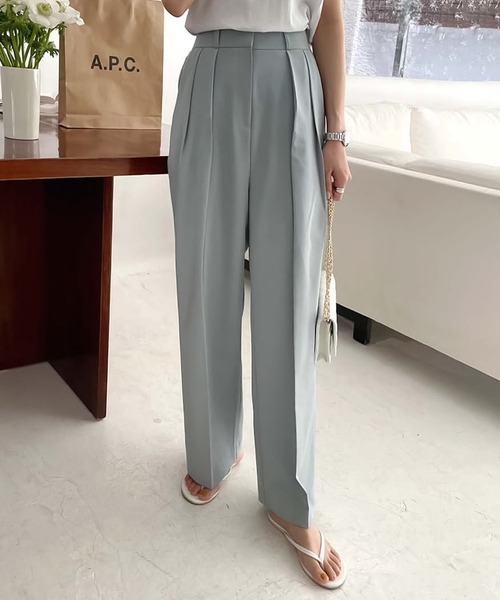 Doula Doula(ドゥーラドゥーラ)の「ハイウエスタックセンタープレスパンツ(その他パンツ・レディース・ブルー/ベージュ/グリーン・M/L)」の9枚目の写真