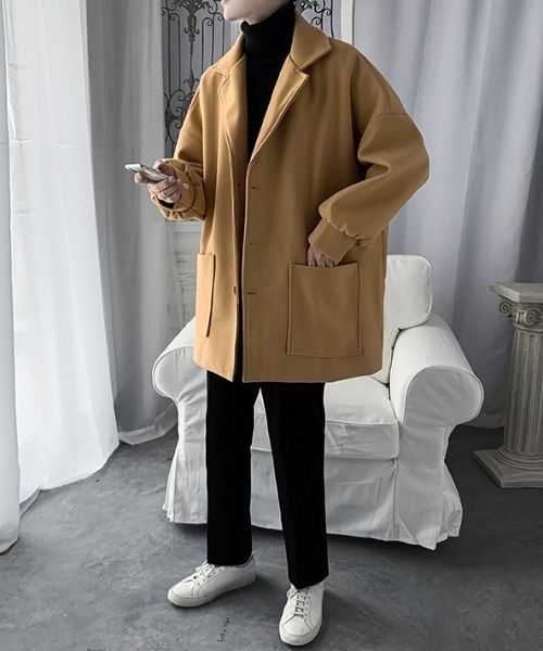 VIBGYOR（ヴィブジョー）の「ビッグシルエット チェスターコート(SP)（チェスターコート・メンズ・ベージュ/ブラック/カーキ・X-LARGE/LARGE/MEDIUM）」の3枚目の写真